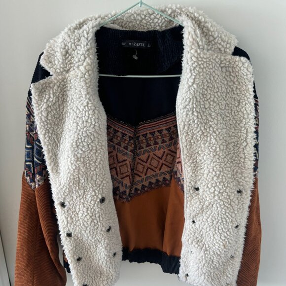 Zaful Faux Shearling Bomber Jacket - Picture 6 of 8